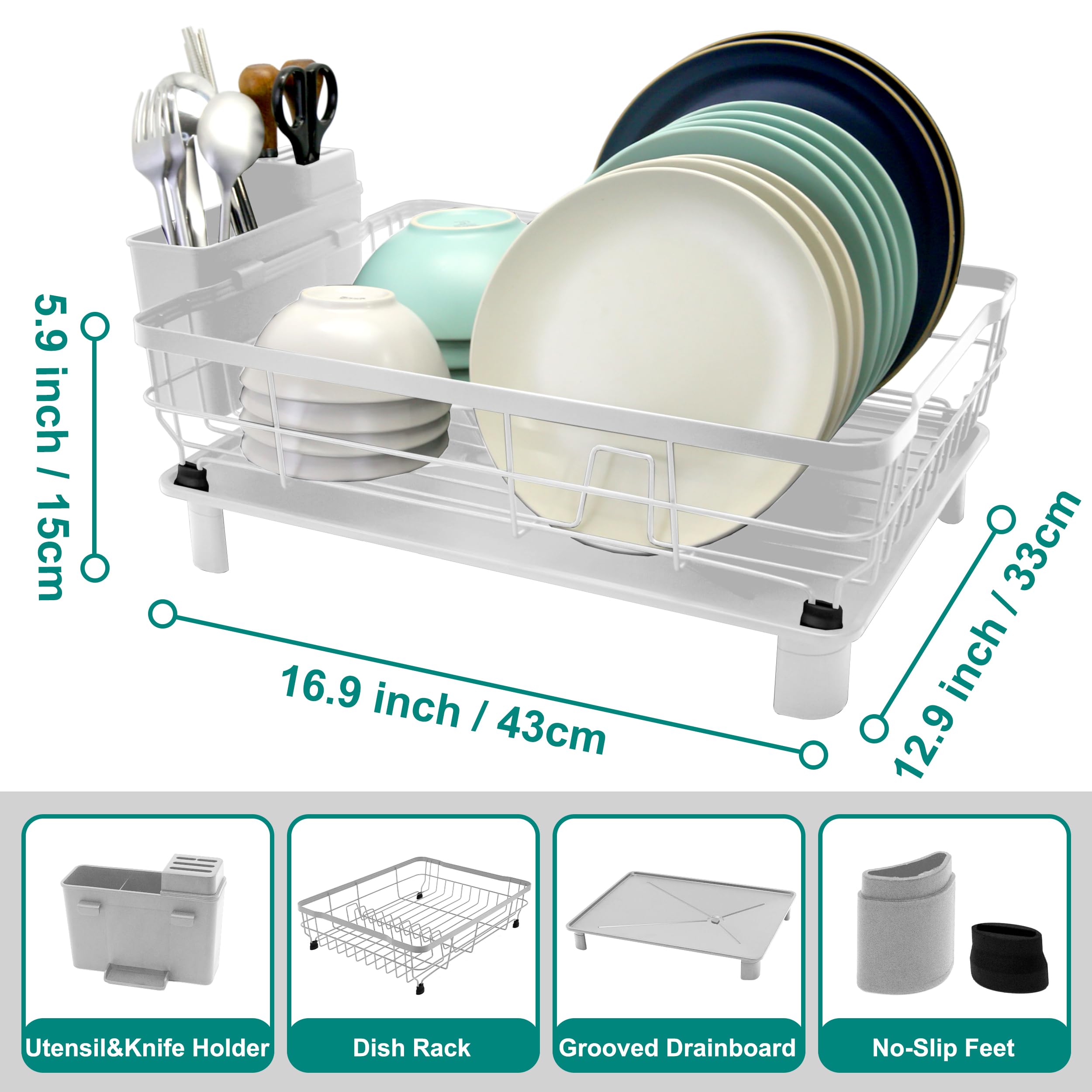Goderewild dish-drying rack drainboard demonstrating efficient water drainage