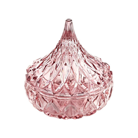 Godinger Blush Glass Hershey Kiss Candy Dish with whimsical silhouette for party displays