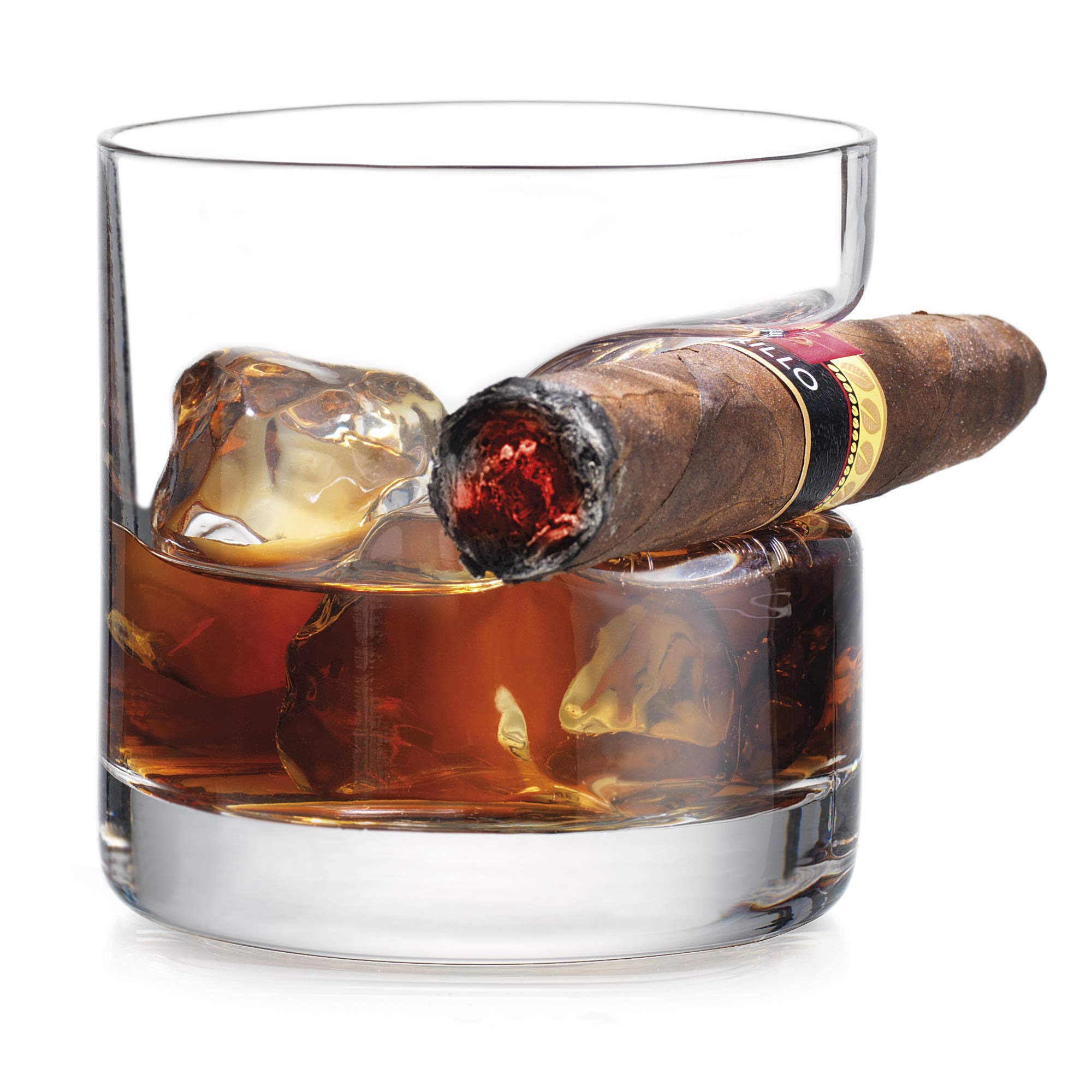 Godinger cigar whiskey glass with indented rest for relaxed, stylish sipping.