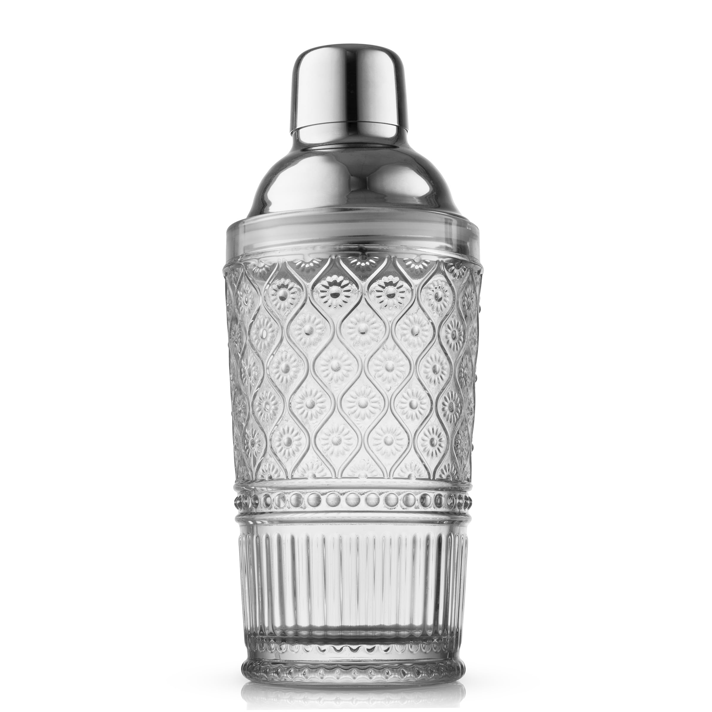 Godinger Claro glass cocktail shaker ideal for at-home entertaining.