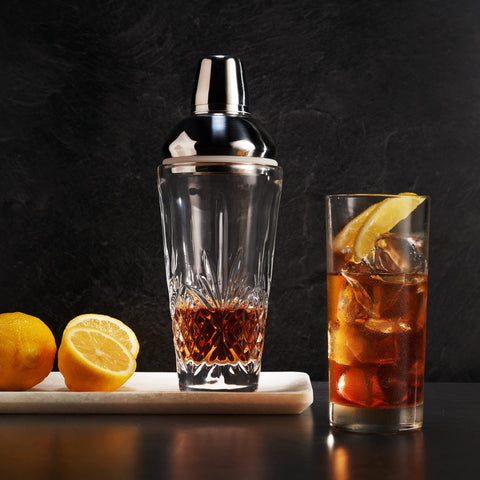 Godinger Dublin crystal martini shaker top view showing pour precision