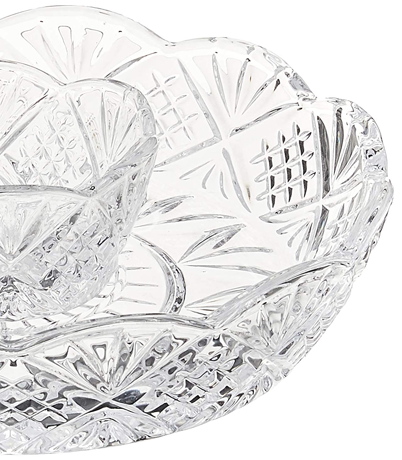 Godinger Dublin crystal dip dish with central well for dips and snacks