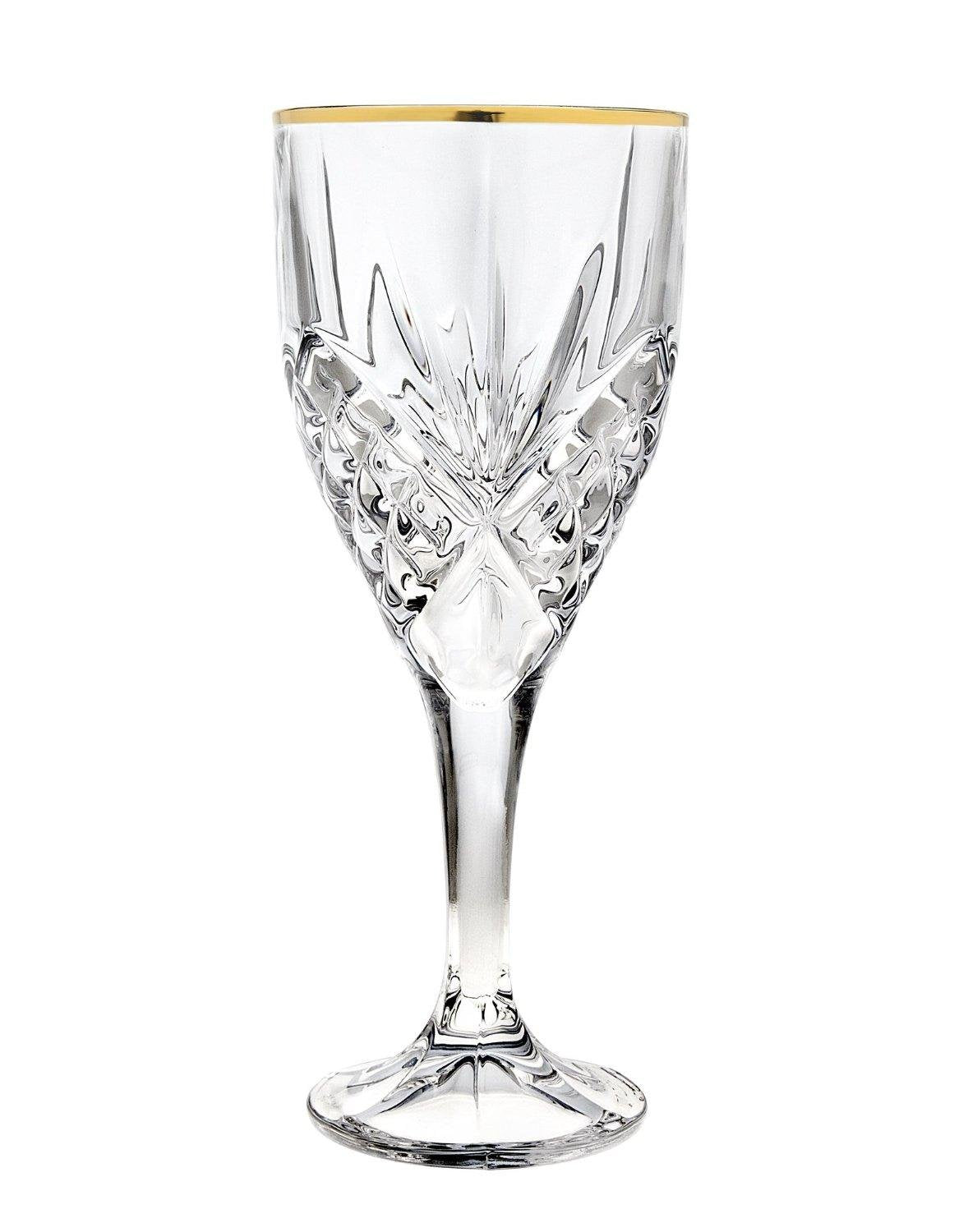 Godinger Dublin wine glasses with a gold rim for elegant table settings