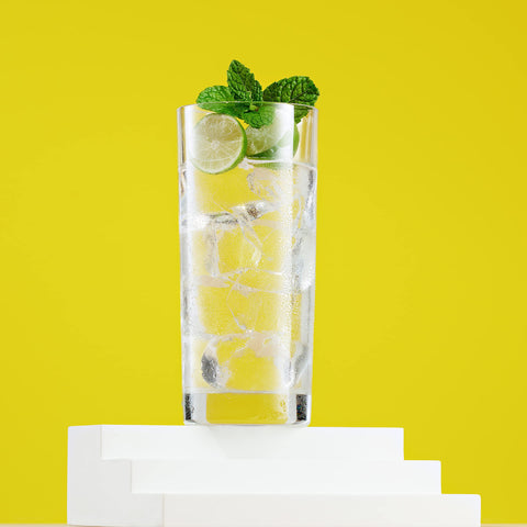 Godinger highball glass features a contemporary, sleek silhouette.