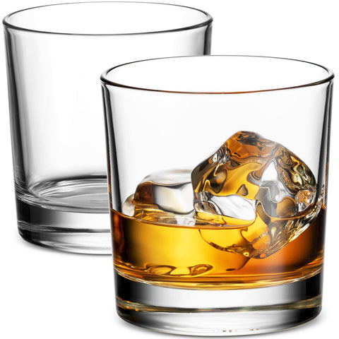 Godinger Italian-made whiskey glasses, four-piece set for versatile use.
