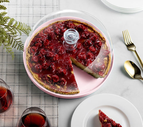 Godinger shatterproof acrylic dome protects foods indoors or outdoors.
