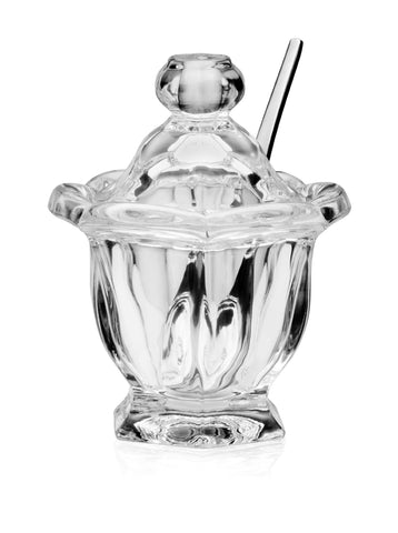 Godinger Windsor jam jar with crystal shine and stainless spoon for elegant breakfast spreads