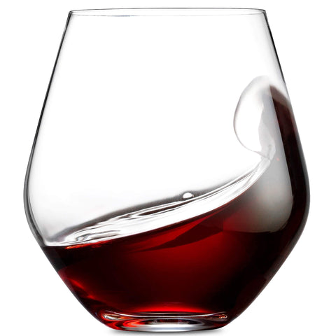 Godinger wine glass with wide bowl emphasizes aroma release.