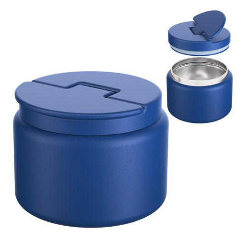Godobo 14.5oz soup thermo with blue lid open, kid friendly opening