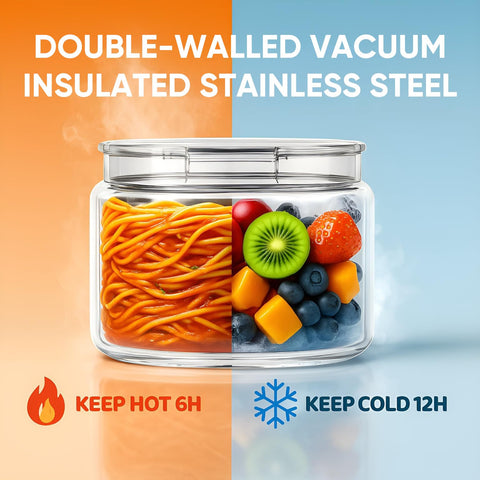 Vacuum insulated Godobo blue soup thermo keeps meals hot or cold on the go