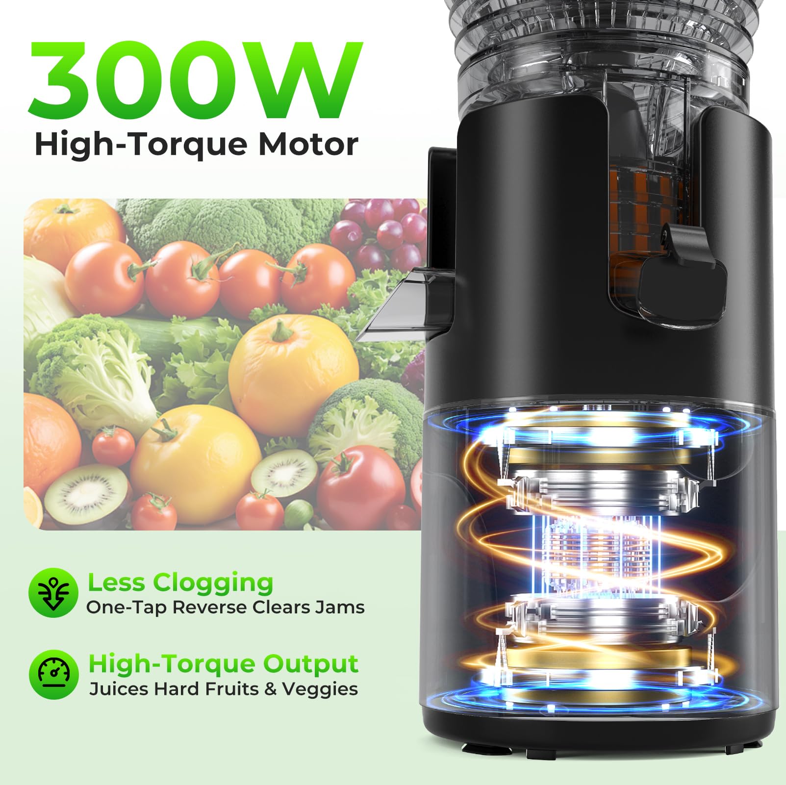 Godspeeds juicer in reverse mode clearing a pulp clog