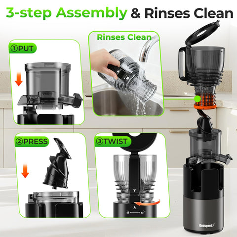 Godspeeds juicer demonstrating quick 3-step assembly