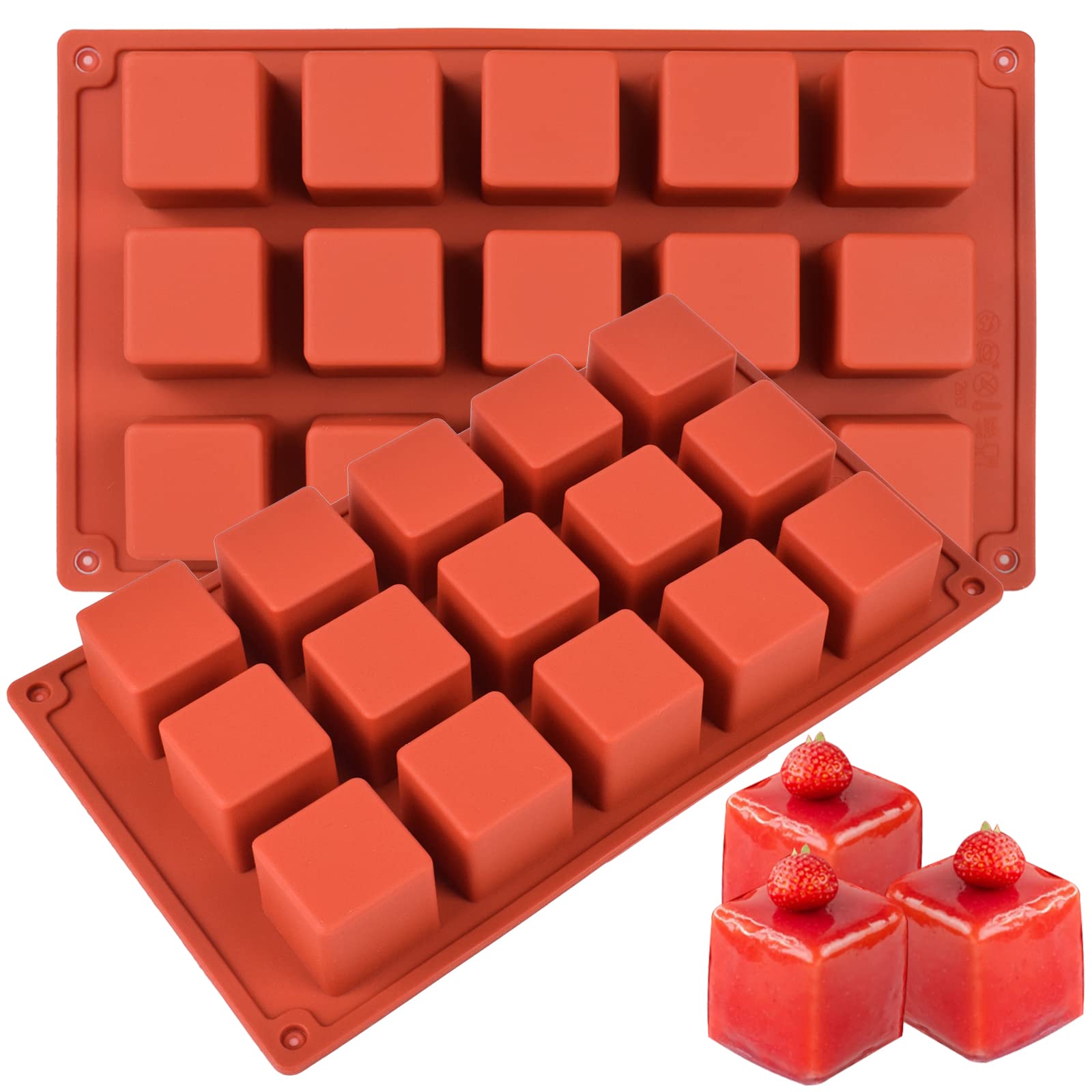 Goensjt square silicone mold 15 cavities for precise portions and easy release.