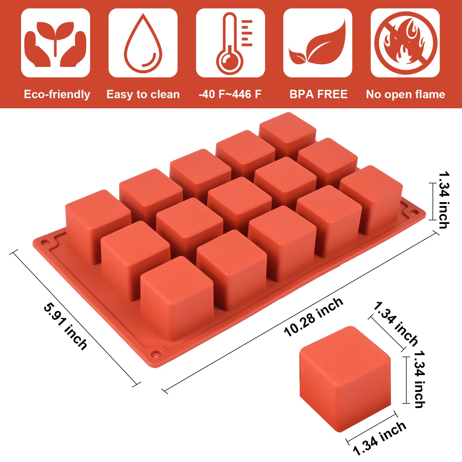Goensjt two-pack square silicone molds for versatile desserts.