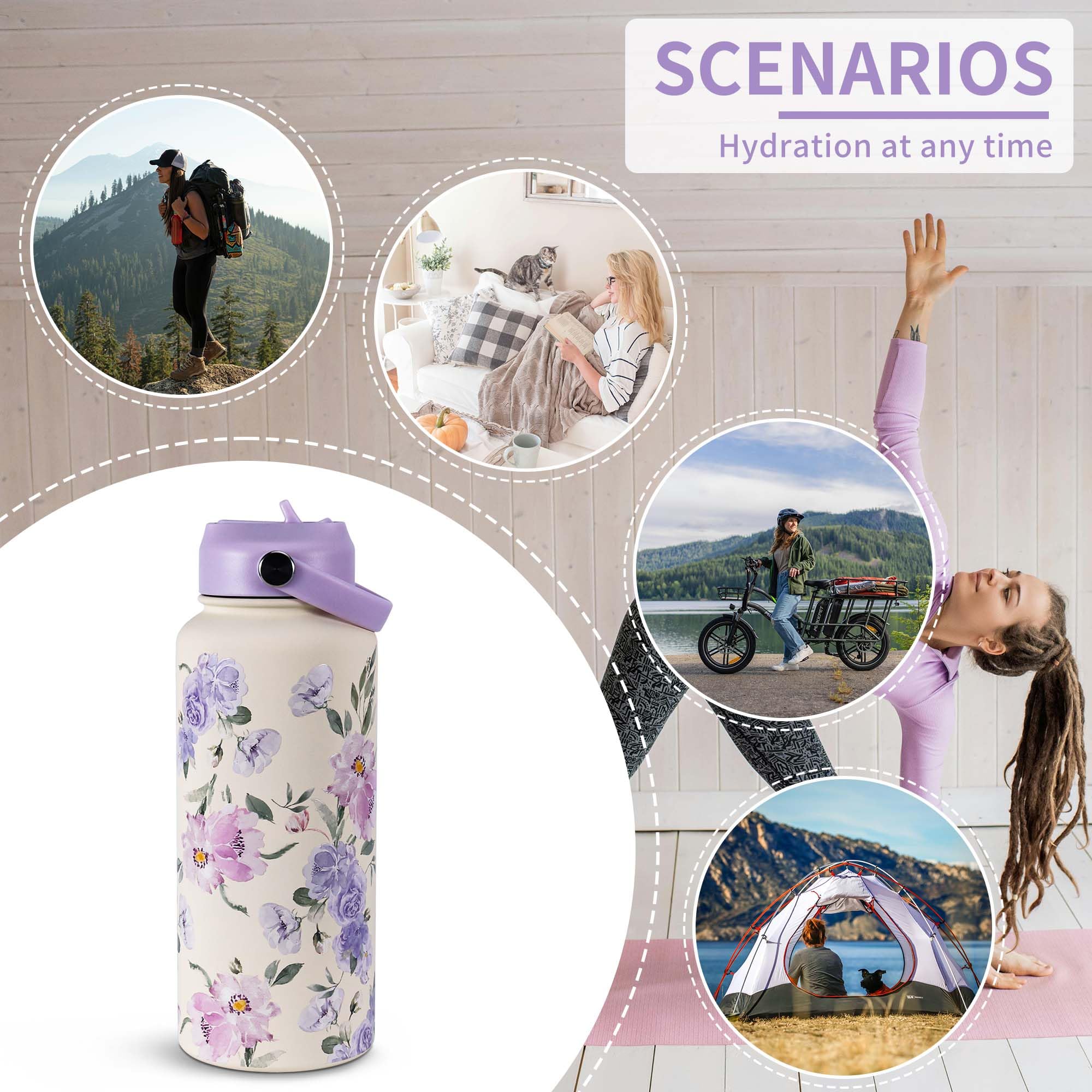 BPA-free lid supports safe, eco-friendly hydration.