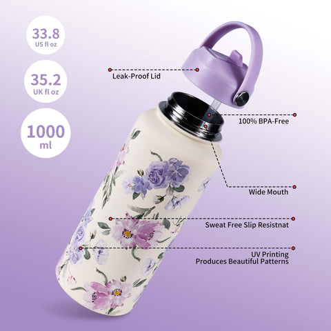Vacuum insulated Goetland bottle keeps drinks hot or cold.