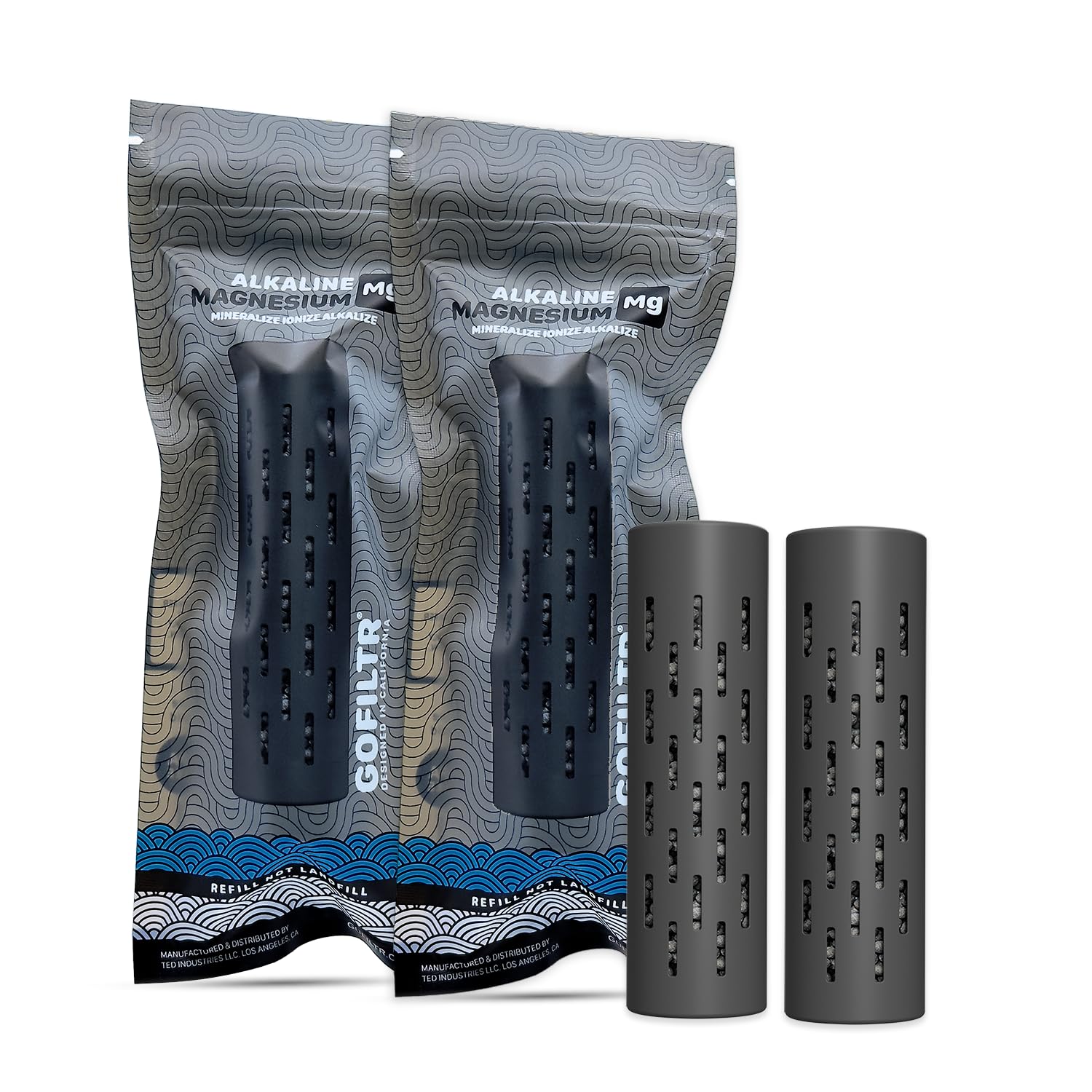 GOFILTR magnesium alkaline infuser pours into a bottle for refreshed hydration.