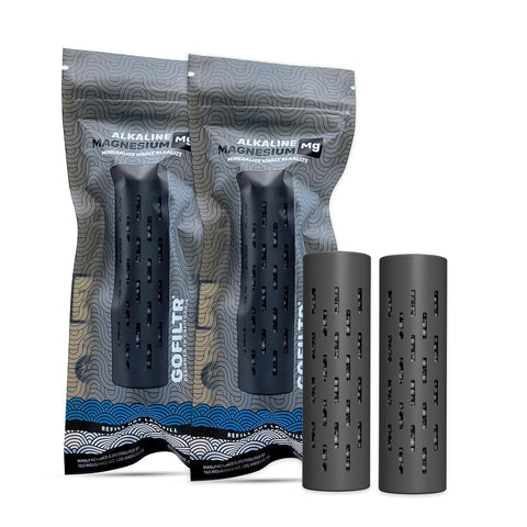 GOFILTR magnesium alkaline infuser pours into a bottle for refreshed hydration.