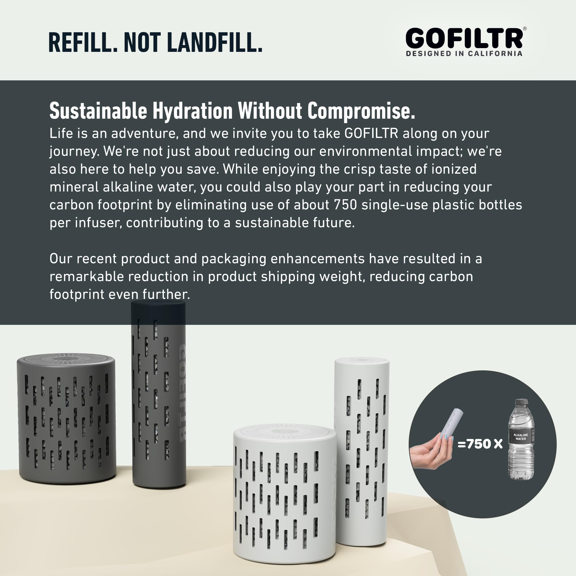 GOFILTR pH 9.5 water pouring for refreshing taste.