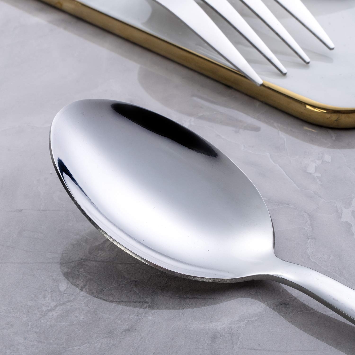 GoGeiLi serving fork in polished stainless steel, great for platters.