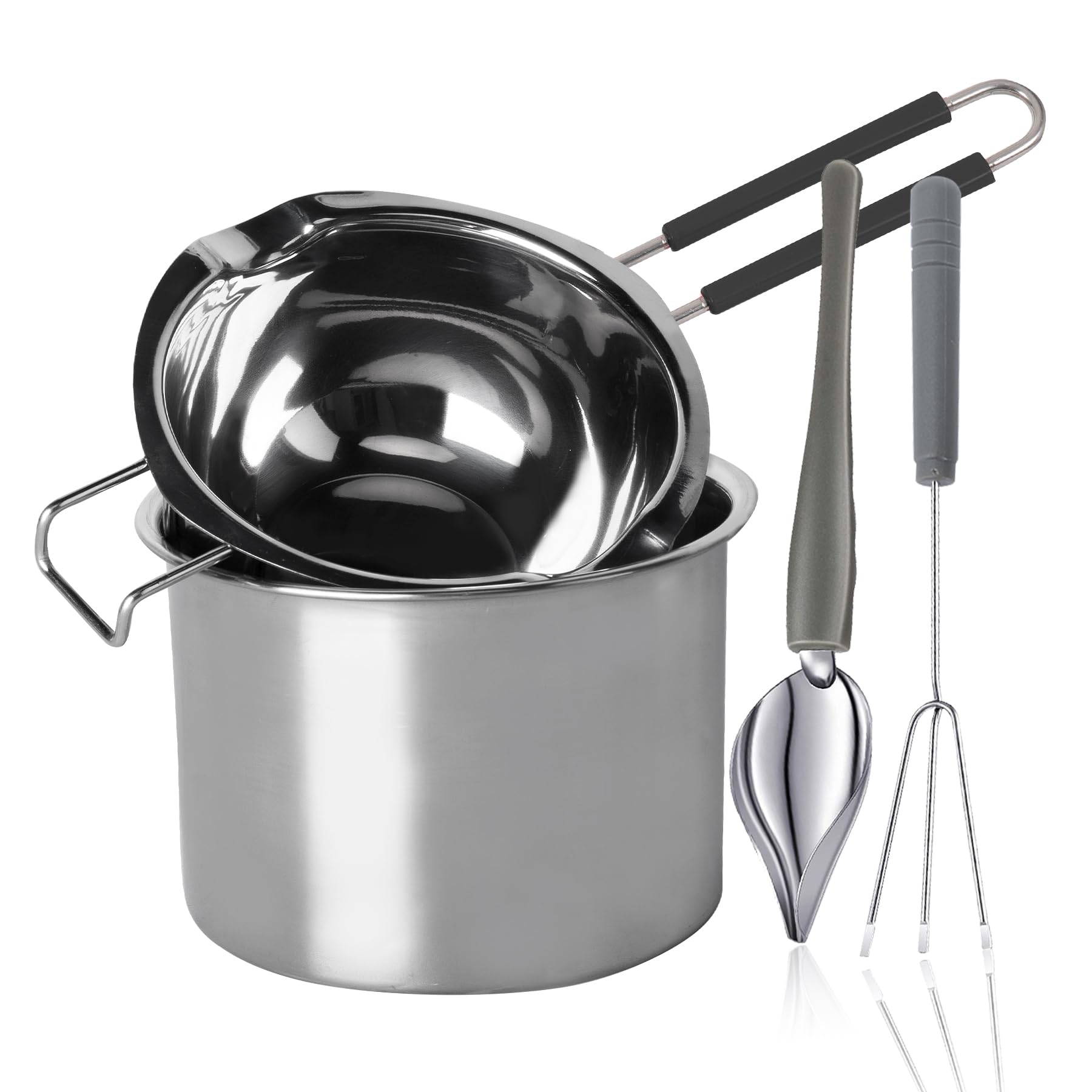 Goging stainless steel double boiler pot front view shows 1200ml capacity for smooth melting.