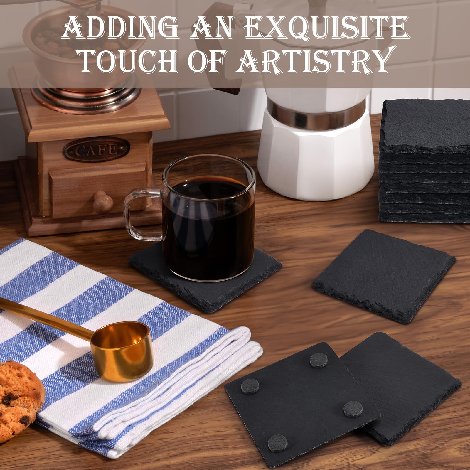 GOH DODD slate coaster set display on table