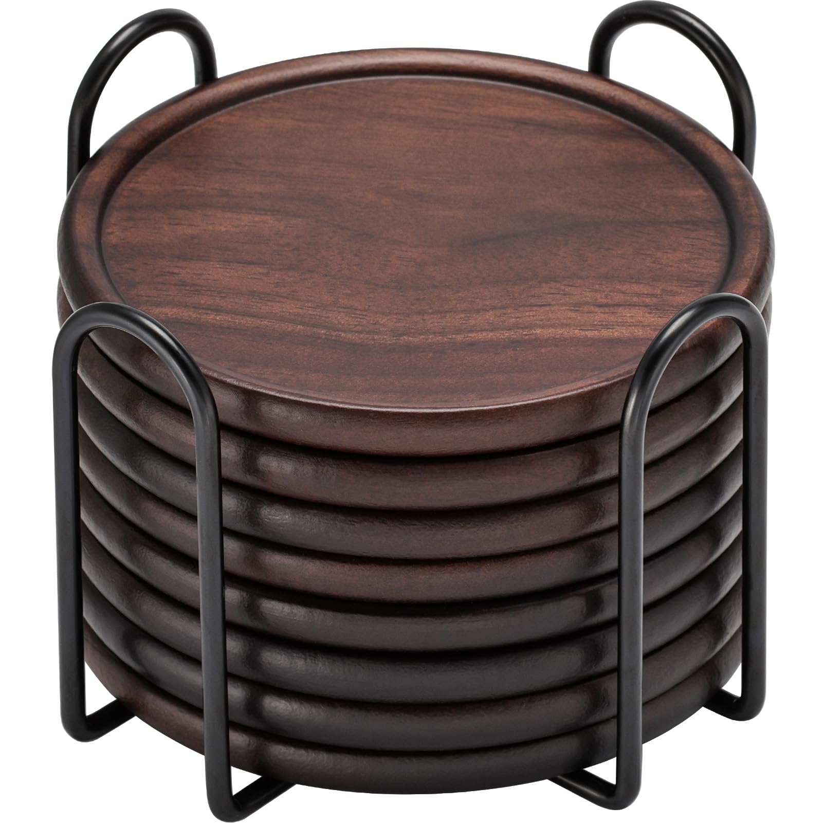 Goh Dodd walnut wood coaster set with natural grain for elegant table protection.