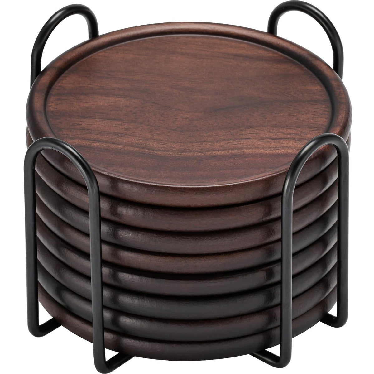 Goh Dodd walnut wood coaster set with natural grain for elegant table protection.