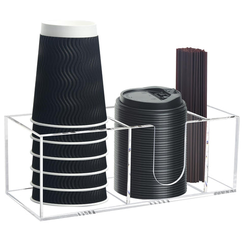 Goindy coffee bar organizer on countertop keeping cups within reach for quick service.