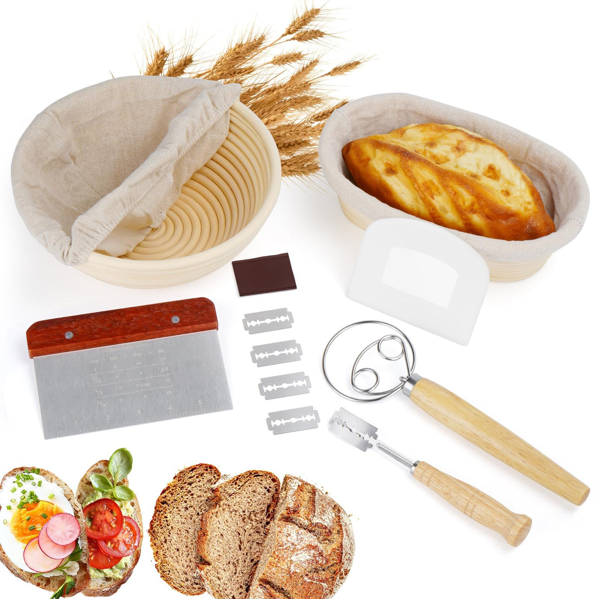 GOKALL banneton round basket 9-inch for even fermentation and crust