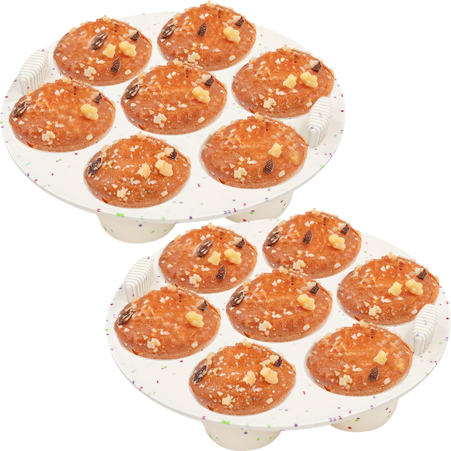 GOKCEN's round confetti silicone egg bite molds for easy, mess-free snacks.