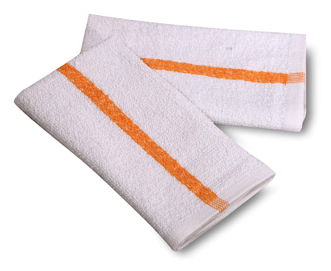 GOLD TEXTILES towel stack white cotton blend towels with gold stripe ideal for storage