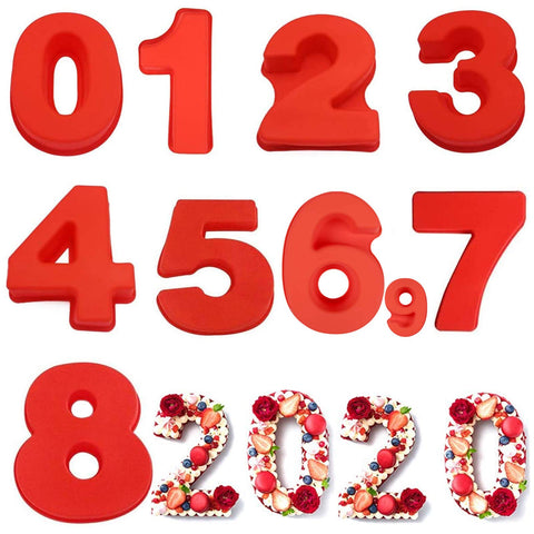Goldbaking 10-inch number mould set, top view, ideal for large birthday cakes.