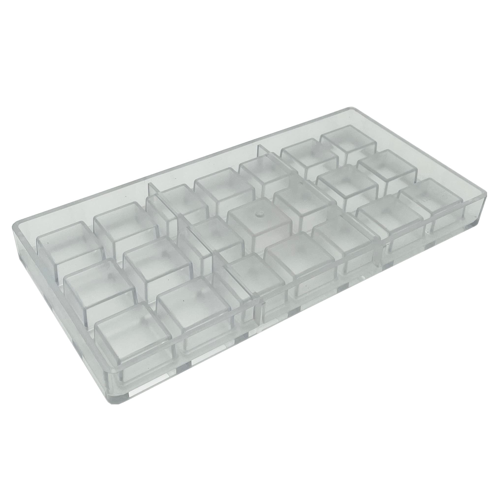 Goldbaking 21-cavity mold ready for batch chocolate making.