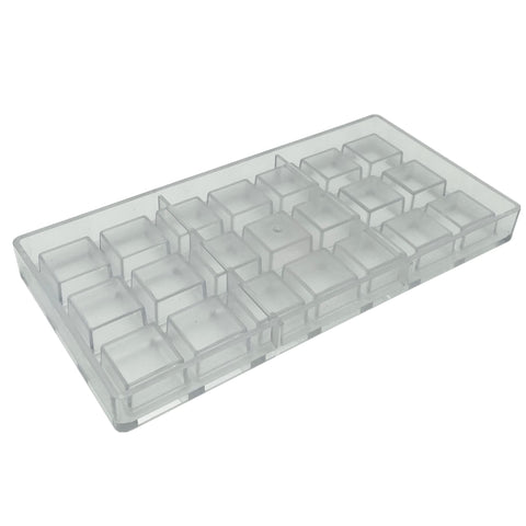 Goldbaking 21-cavity mold ready for batch chocolate making.