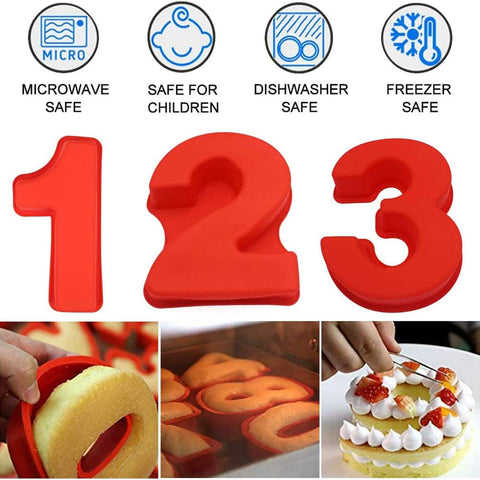 Goldbaking silicone number moulds full set close-up, versatile baking tool.