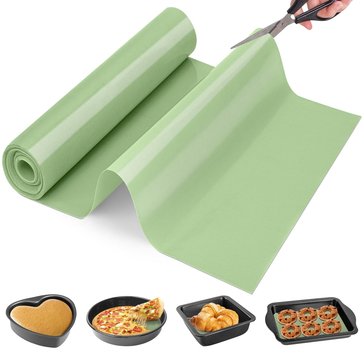 Goldeer silicone baking mat roll heat-resistant surface for versatile baking.