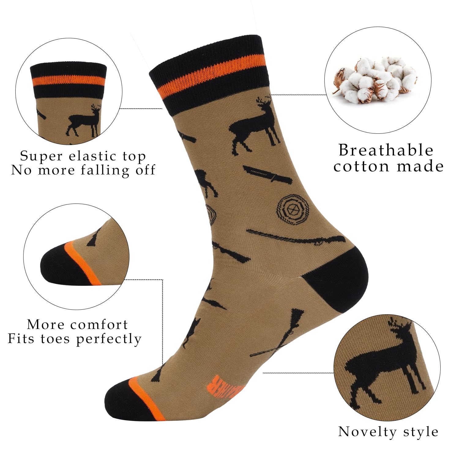 Golden Associate funny socks for fishermen, soft cotton and cozy warmth.