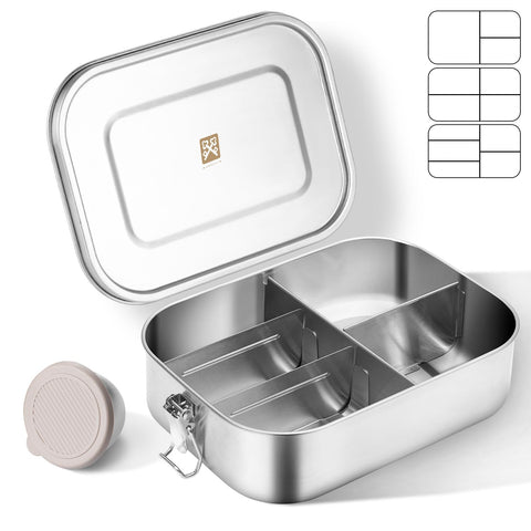 Golden Key 47QZ lunch box front view shows durable stainless steel for daily meals.