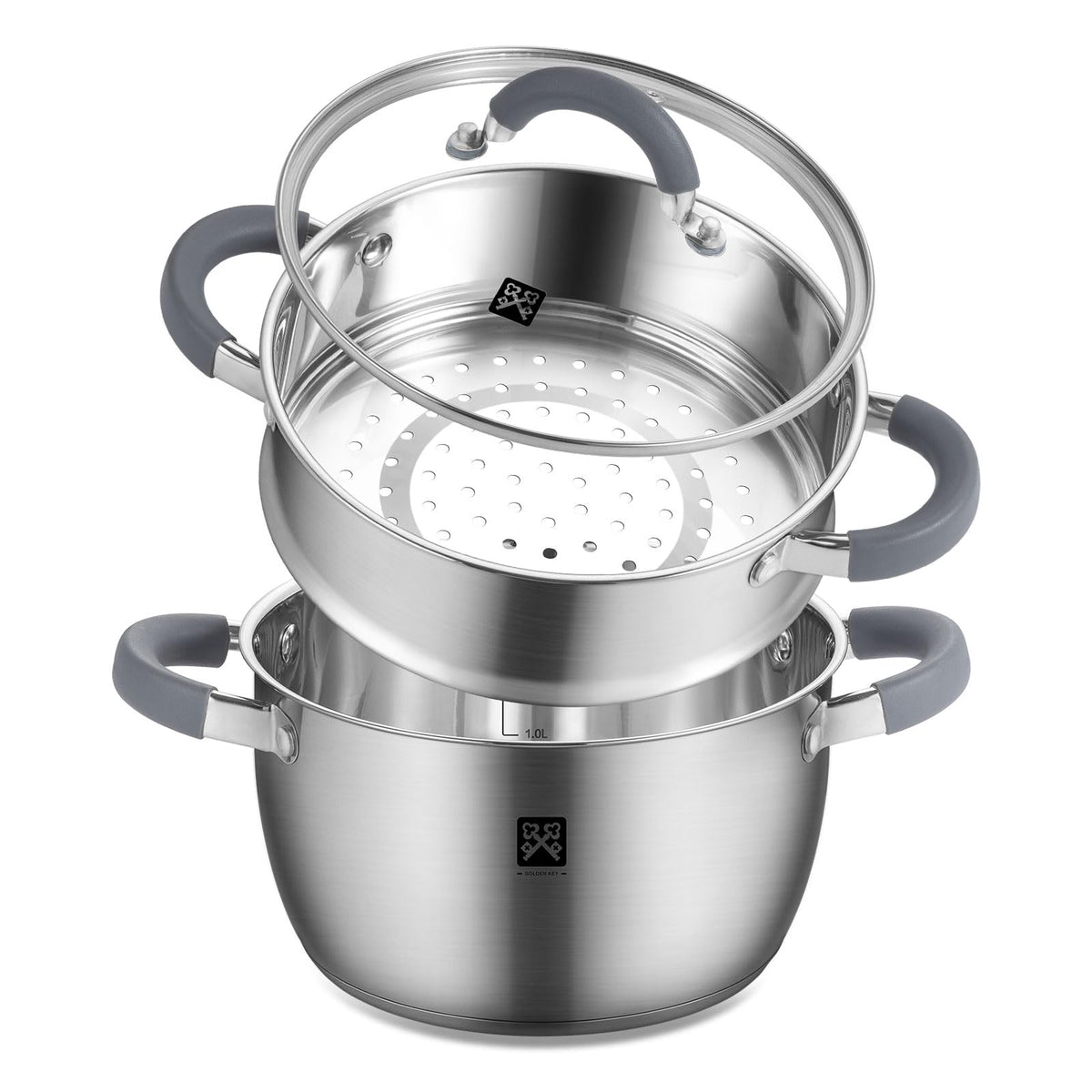 GOLDEN KEY 3.2 qt steamer pot with lid for efficient family meals.