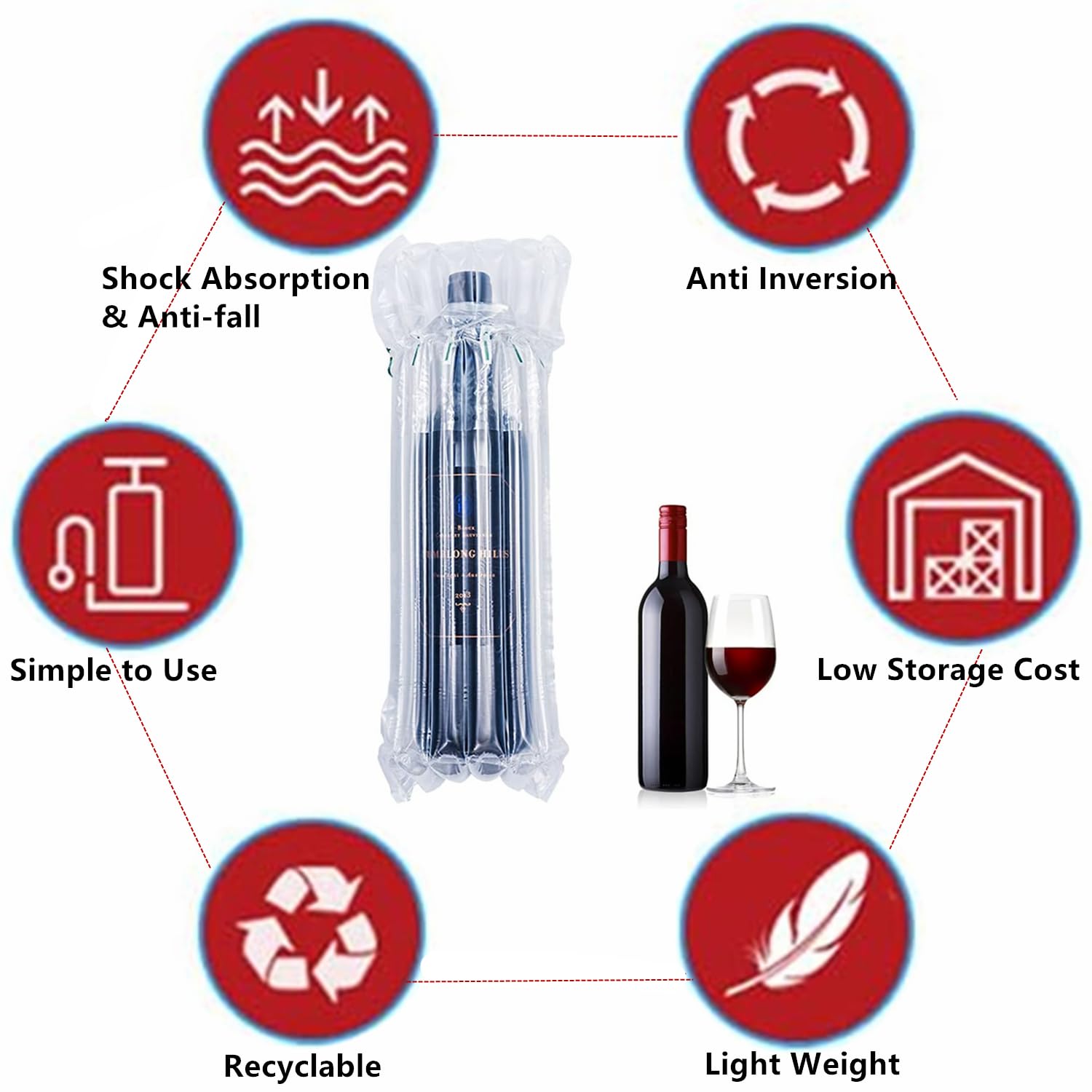 Goldhik inflated size shows compact protection for standard bottles
