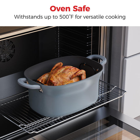 Goldlion oven-safe silicone cover supports temperatures up to 500°F.