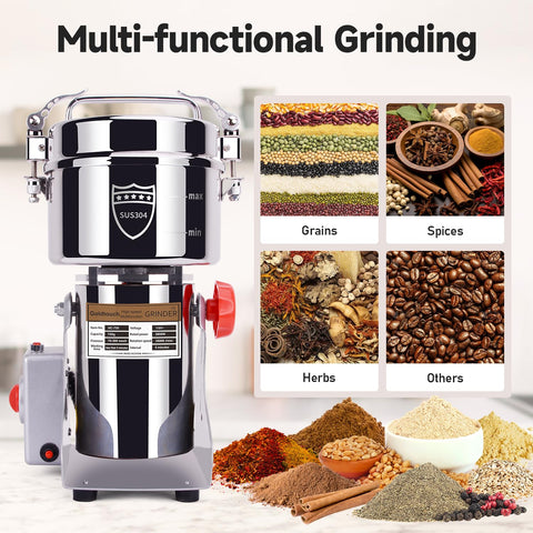 Goldtouch 750g grain mill motor close-up emphasizing 2800W power