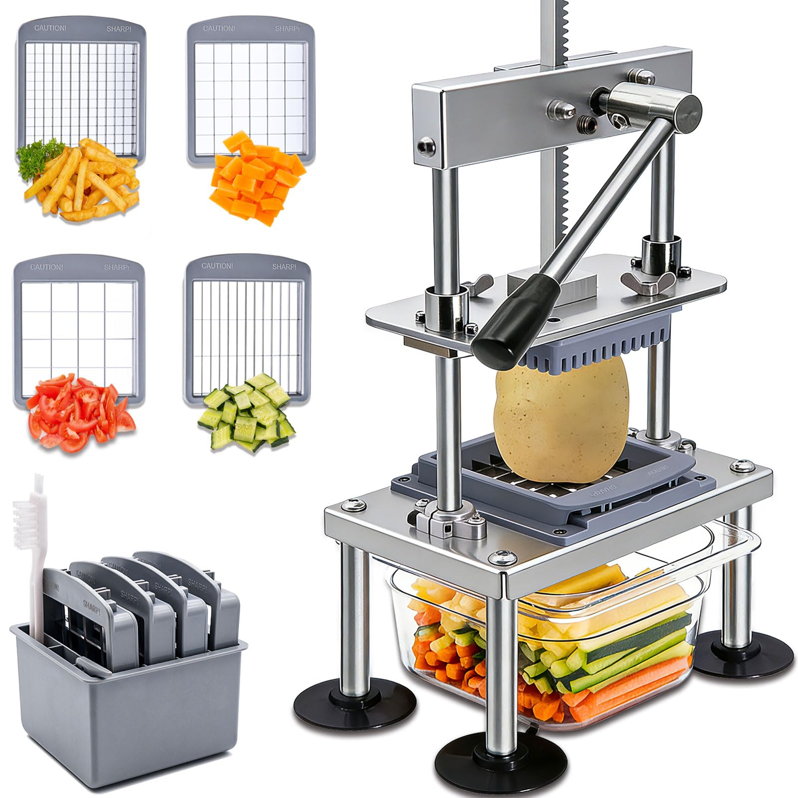 Goldtree French Fries Cutter front view with rugged stainless steel for heavy prep