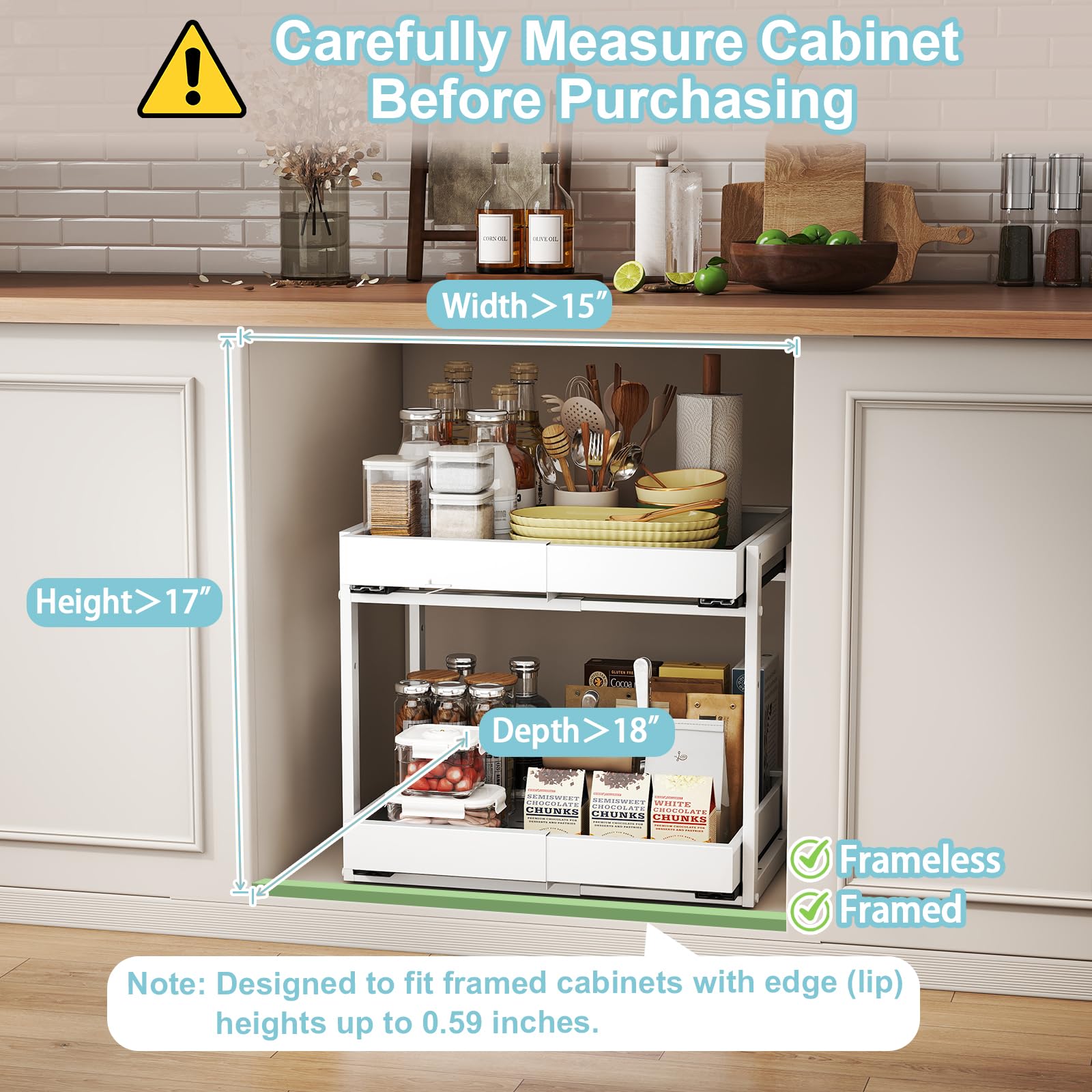 Golener kitchen cabinet setup demonstrates flexible use of top and bottom tiers.