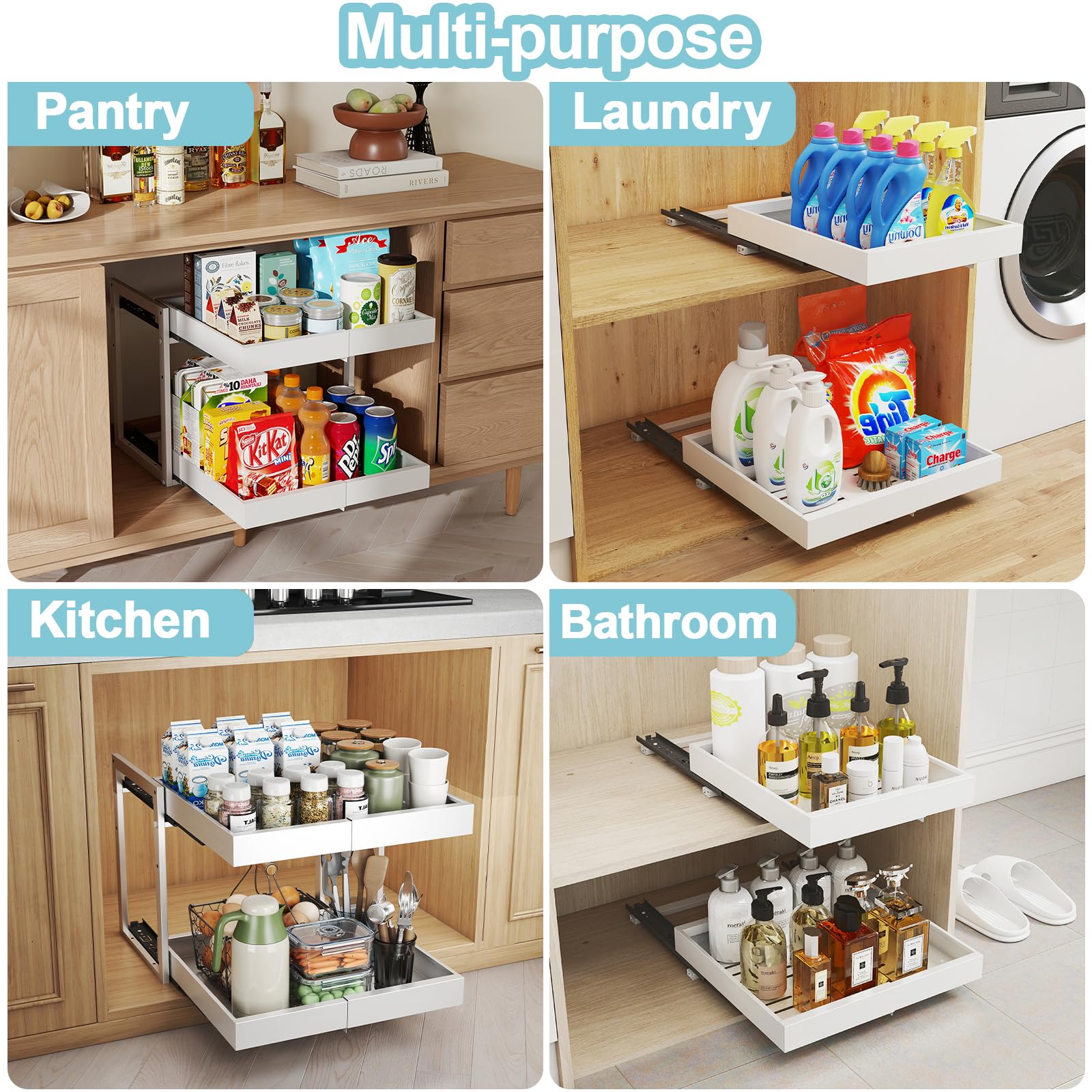 Golener durable metal frame resists wobble for reliable storage in kitchen and bath.