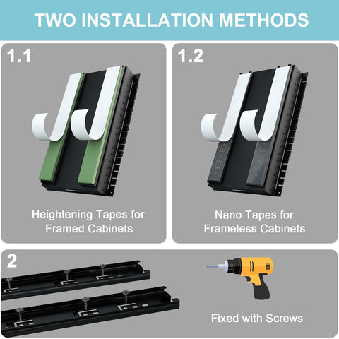 Golener no-drill installation offers quick setup for renters and short renovations.