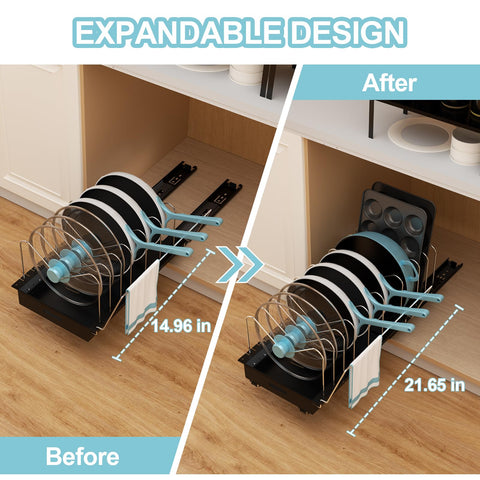 Golener pull-out pot organizer with smooth glide for quick access.