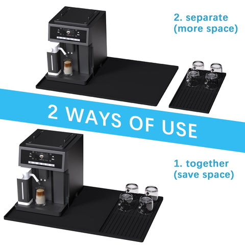 Golener silicone mat set shown as a dish-drying area keeps counters dry