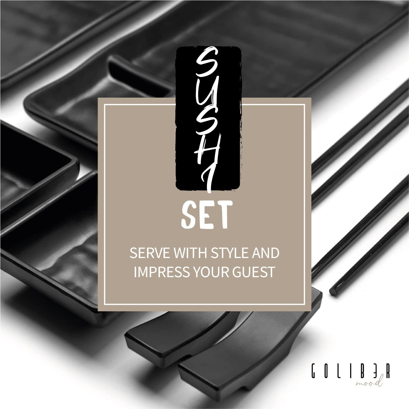 Goliber chopstick stands accompanying four pairs of chopsticks
